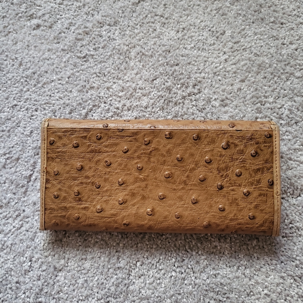 Vintage Pierre Balmain Ostrich Leather Brown Wallet - Picture 3 of 11